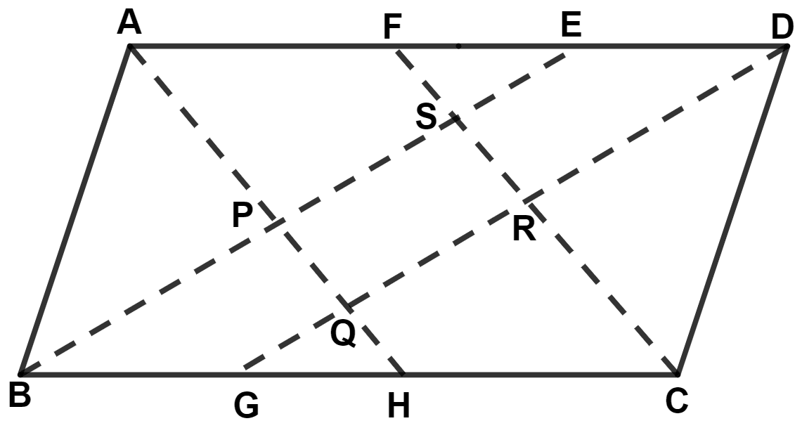 Prove that the bisectors of interior angles of a parallelogram form a rectangle. Rectilinear Figures, Concise Mathematics Solutions ICSE Class 9.