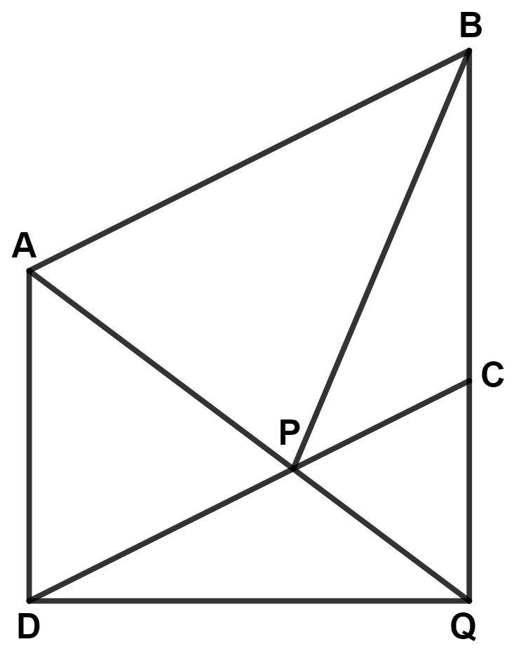ABCD is a parallelogram, a line through A cuts DC at point P and BC produced at Q. Prove that triangle BCP is equal in area to triangle DPQ. Area Theorems, Concise Mathematics Solutions ICSE Class 9.