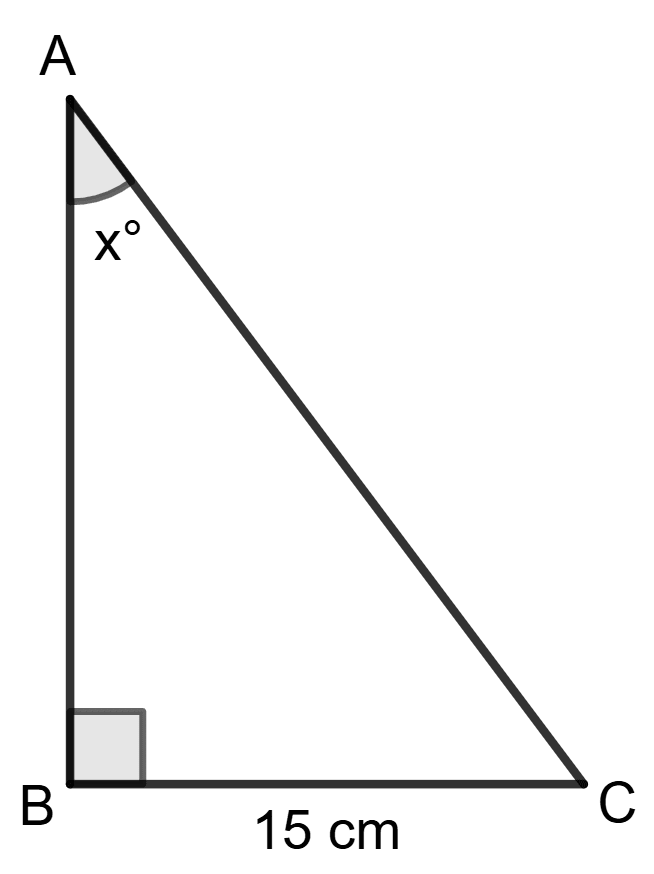 In triangle ABC; ∠ABC = 90°, ∠CAB = x°, tan x° = 3/4 and BC = 15 cm. Find the measures of AB and AC. Trigonometrical Ratios, Concise Mathematics Solutions ICSE Class 9.