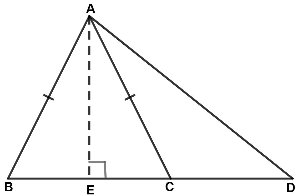 In an isosceles triangle ABC; AB = AC and D is a point on BC produced. Prove that : Pythagoras Theorem, Concise Mathematics Solutions ICSE Class 9.