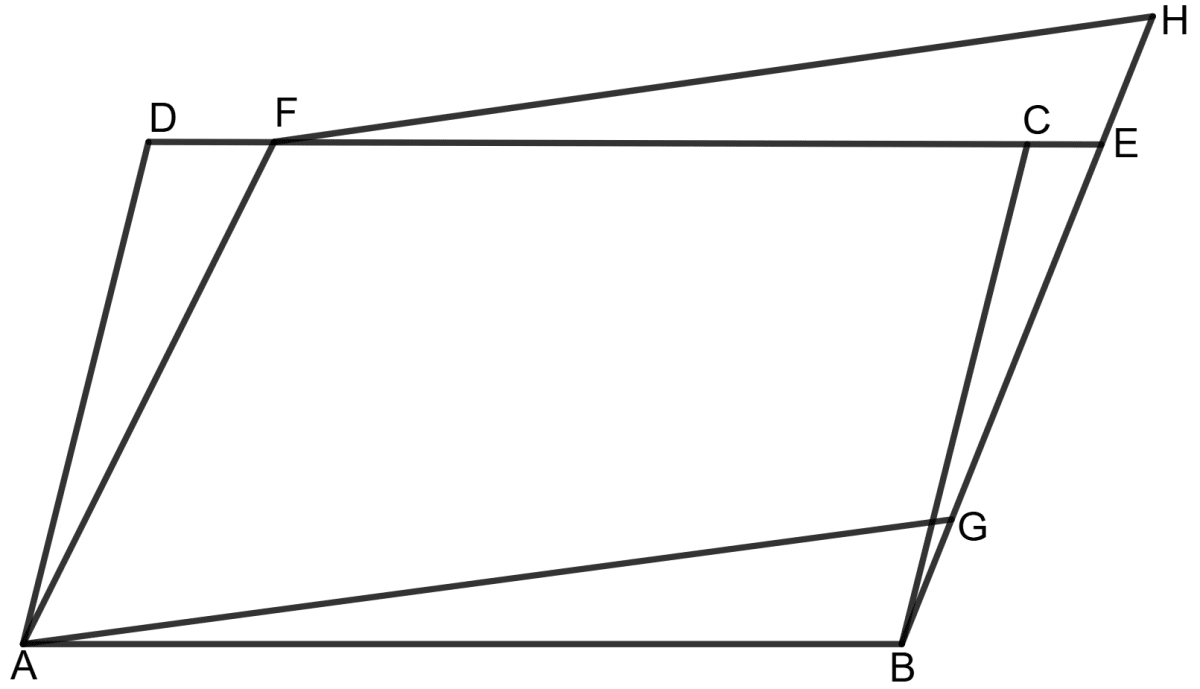 In the given figure, ABCD, ABEF and AGHF are parallelograms. Chapterwise Revision (Stage 2), Concise Mathematics Solutions ICSE Class 9.