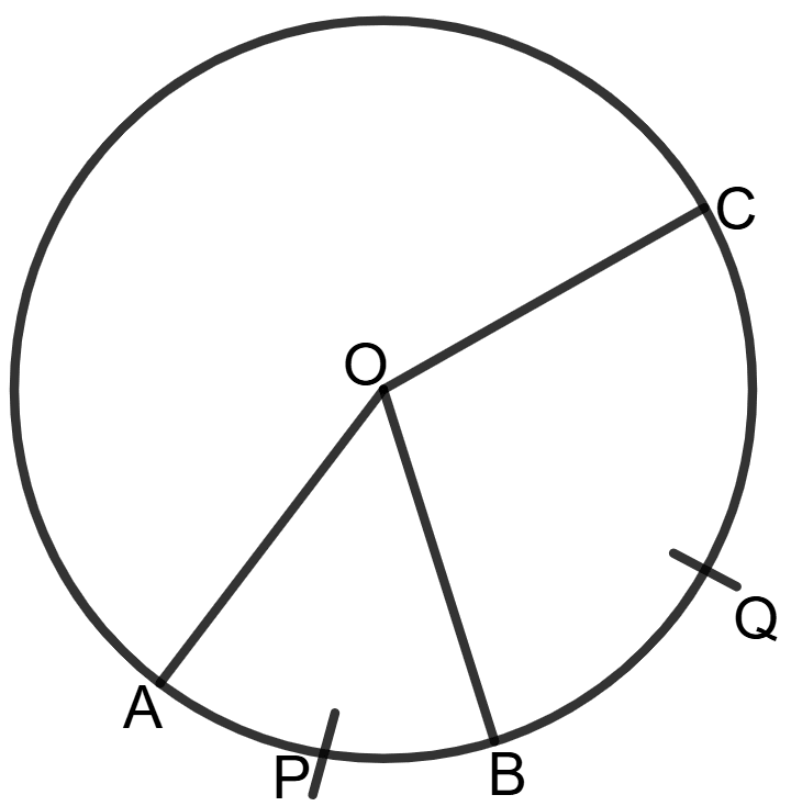 In the given circle, arc APB and arc BQC are in the ratio 2 : 5 and O is centre of the circle. Chapterwise Revision (Stage 2), Concise Mathematics Solutions ICSE Class 9.