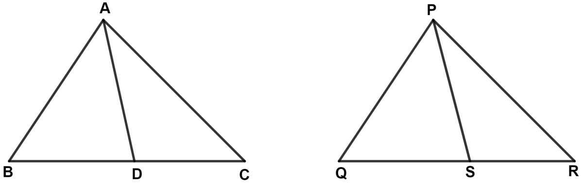 In the following figures, the sides AB and BC and the median AD of the triangle ABC are respectively equal to the sides PQ and QR and median PS of the triangle PQR. Prove that △ ABC and △ PQR are congruent. Triangles, Concise Mathematics Solutions ICSE Class 9.