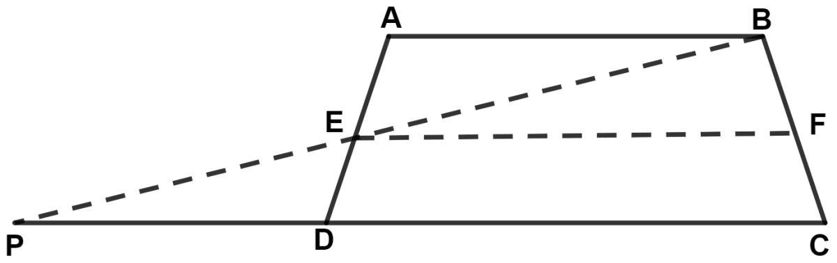 In a trapezium ABCD, sides AB and DC are parallel to each other. E is mid-point of AD and F is mid-point of BC. Mid-point Theorem, Concise Mathematics Solutions ICSE Class 9.