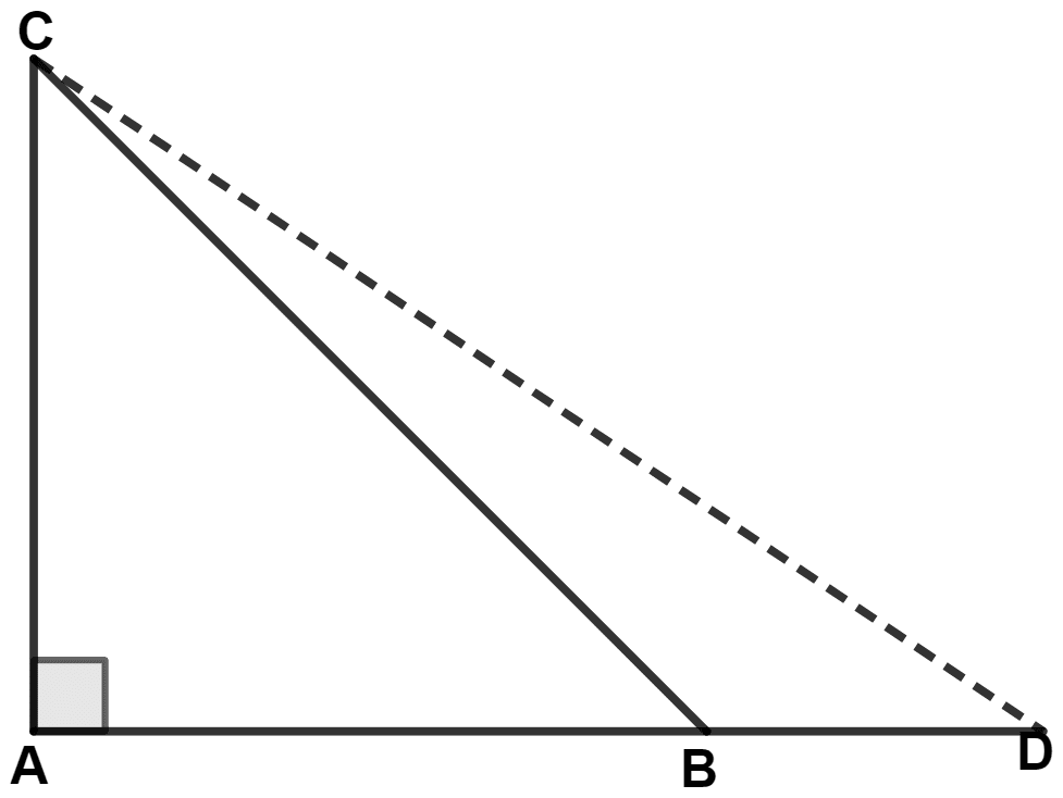 In triangle ABC, angle A = 90°, CA = AB and D is a point on AB produced. Prove that : Pythagoras Theorem, Concise Mathematics Solutions ICSE Class 9.