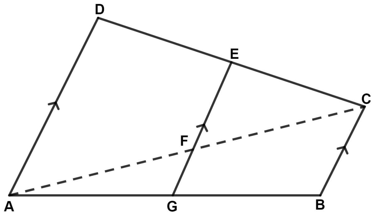 In the figure given below (not drawn to scale), AD ∥ GE ∥ BC, DE = 18 cm, EC = 3 cm, AD = 35 cm. Find : Maths Competency Focused Practice Questions Class 10 Solutions.