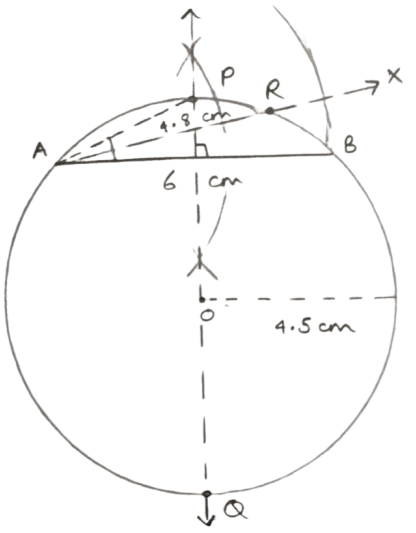 Construct the locus of a moving point which moves such that it keeps a fixed distance of 4.5 cm from a fixed-point O. Maths Competency Focused Practice Questions Class 10 Solutions.