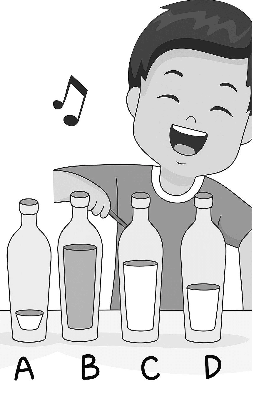 John is trying to create musical notes using water-filled bottles, as shown in the picture. Physics Competency Focused Practice Questions Class 10 Solutions.