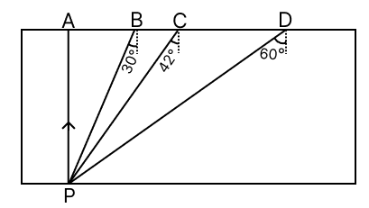 The adjacent diagram represents a glass slab of refractive index 1.5. If PA, PB, PC and PD represent the rays of light from a point P at the bottom of the block, draw the approximate directions of these rays as they emerge out of the glass slab. Concise Physics Solutions ICSE Class 10.
