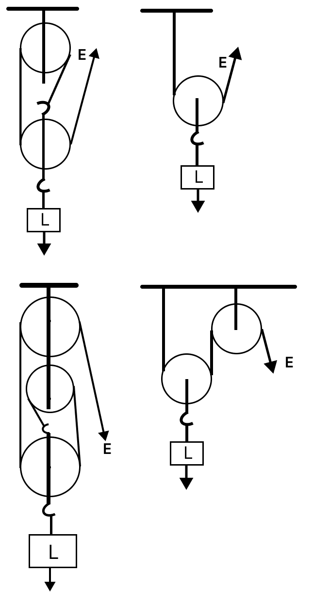 The diagrams below show four pulley systems. State which of the statements following the diagrams is true. Physics Competency Focused Practice Questions Class 10 Solutions.