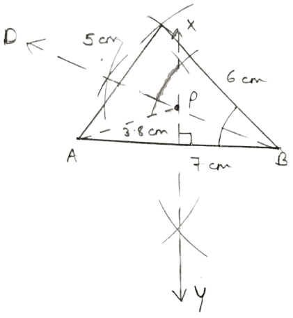 Construct a triangle ABC such that AB = 7 cm, BC = 6 cm and CA = 5 cm. Maths Competency Focused Practice Questions Class 10 Solutions.