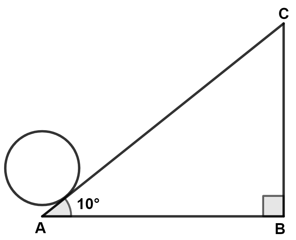 A cylindrical drum is unloaded from a truck by rolling it down along a wooden plank. The length of the plank is 10 m and it is making an angle of 10° with the horizontal ground. Find the height from which the cylindrical drum was rolled down. Give your answer correct to 3 significant figures. Maths Competency Focused Practice Questions Class 10 Solutions.