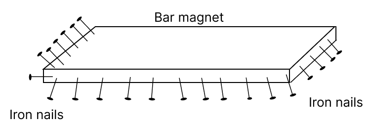Describe an experiment to show that the maximum attractive property is at the poles of a magnet. Concise Physics Solutions ICSE Class 6.