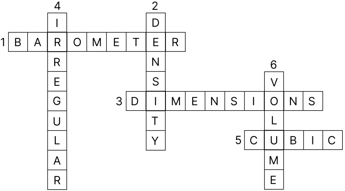 Read the clues across and clues downwards and fill up the blank squares. Physical Quantities and Measurement, Concise Physics Solutions ICSE Class 7.