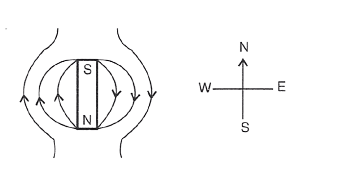 The figure depicting the correct magnetic field lines when the magnet is placed with its south pole pointing towards north is : Concise Physics Solutions ICSE Class 9.