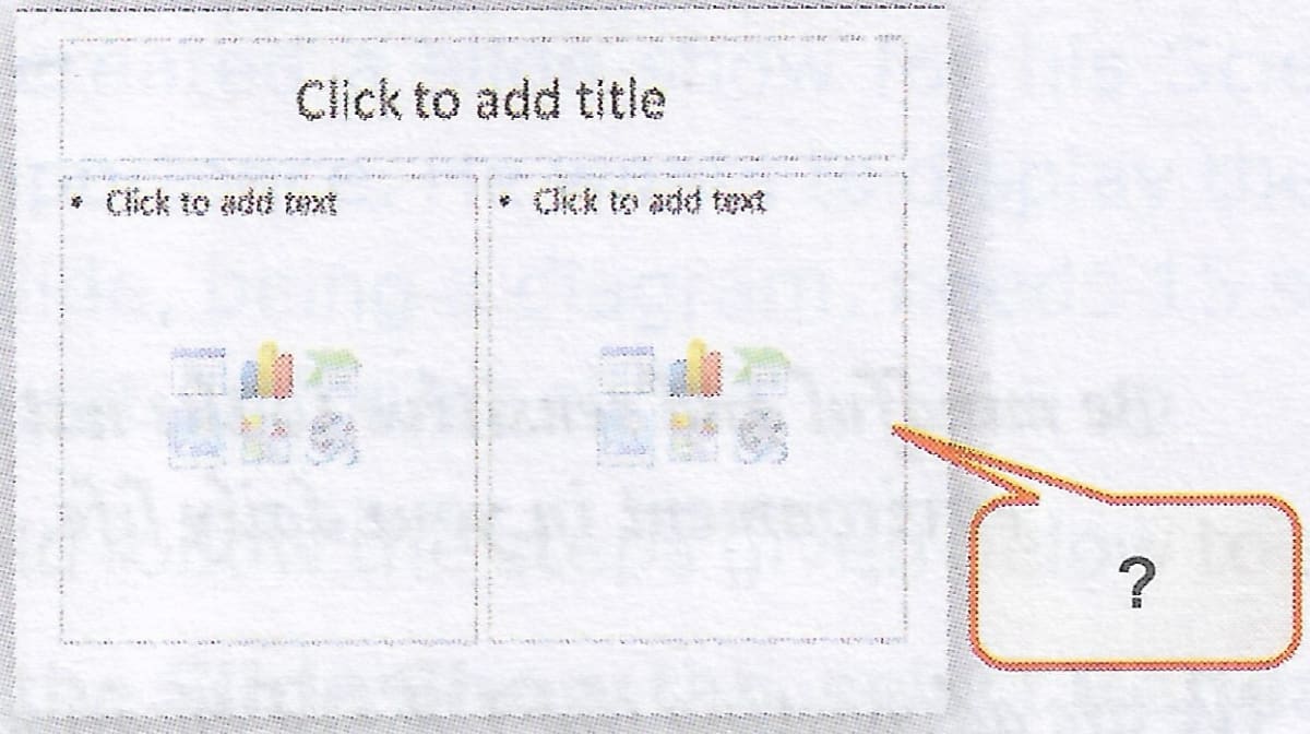 Your Computer teacher has shown you four slides which are depicting different slide formatting layouts. Identify these layouts and label the images. Computer Applications Code 165 Kips Cyber Beans Solutions Class 9 CBSE.