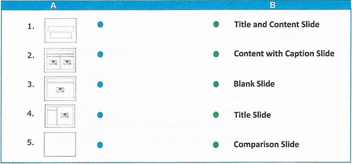 Your teacher has asked you to match the given slide layouts with their names. Computer Applications Code 165 Kips Cyber Beans Solutions Class 9 CBSE.