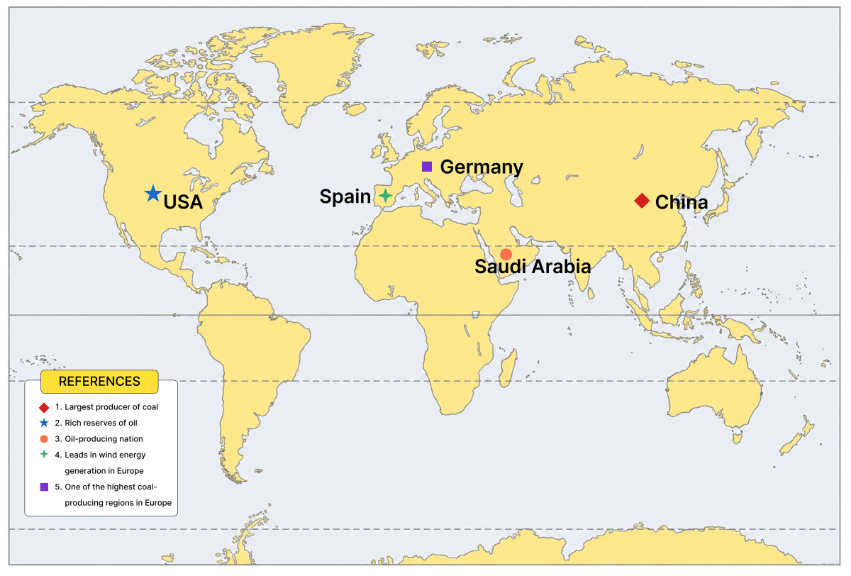 On a map of the world shade the following areas:. Energy & Power Resources, Frank Middle School Geography Solutions ICSE Class 7.