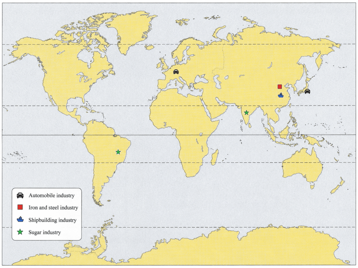 On the given outline of world map mark and name the following using different symbols. Worksheet 3, Frank Middle School Geography Solutions ICSE Class 7.