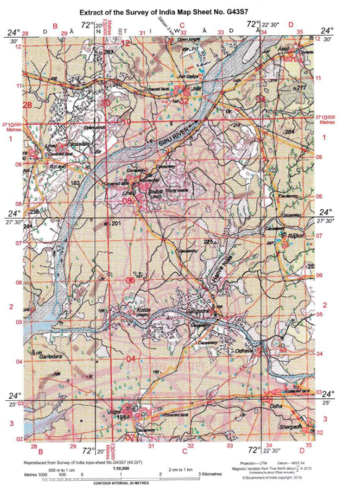 Refer to the extract of the Survey of India Map Sheet No. G43S7 and the answer the questions that follow: Use a divider and a scale to measure the following distances and write in the blank space provided. Model Test 1, Frank Middle School Geography Solutions ICSE Class 7.