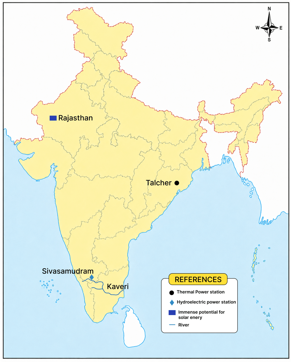 On an outline map of India, mark and name the following:. Model Test Paper 2, Frank Middle School Geography Solutions ICSE Class 7.