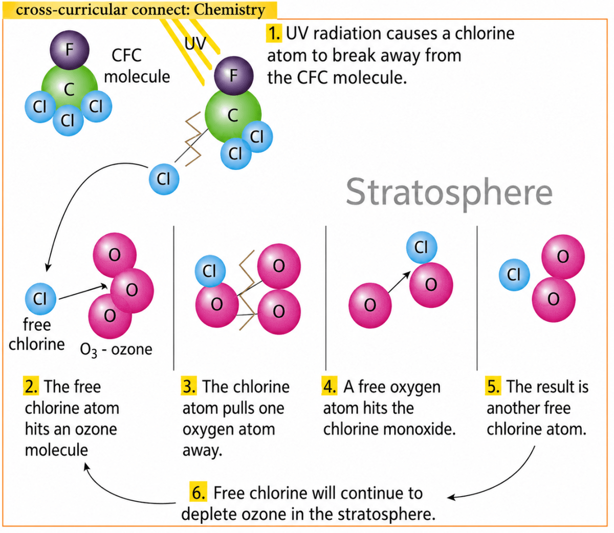 Discuss how an ozone hole is created. The Atmosphere, Frank Middle School Geography Solutions ICSE Class 7.