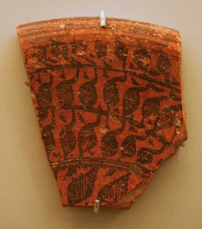 This is a picture of a fragment of an artefact found at one of the Harappan sites. What kind of material is the artefact made of? What kind of an artefact does this fragment belong to? What can you tell about the craft skills of the Indus people by looking at the fragment? Frank Modern Certificate History and Civics Solutions ICSE Class 6.