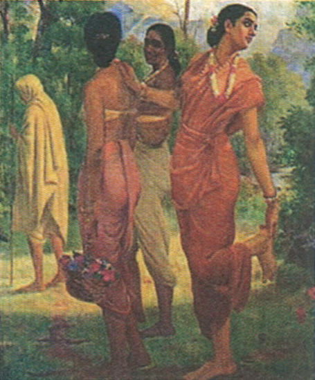 This is the painting of a scene from a drama written during the Gupta Age. Can you name this great playwright? (b) Whose patronage did he enjoy? (c) What were his other contributions to Sanskrit literature? Frank Modern Certificate History and Civics Solutions ICSE Class 6.