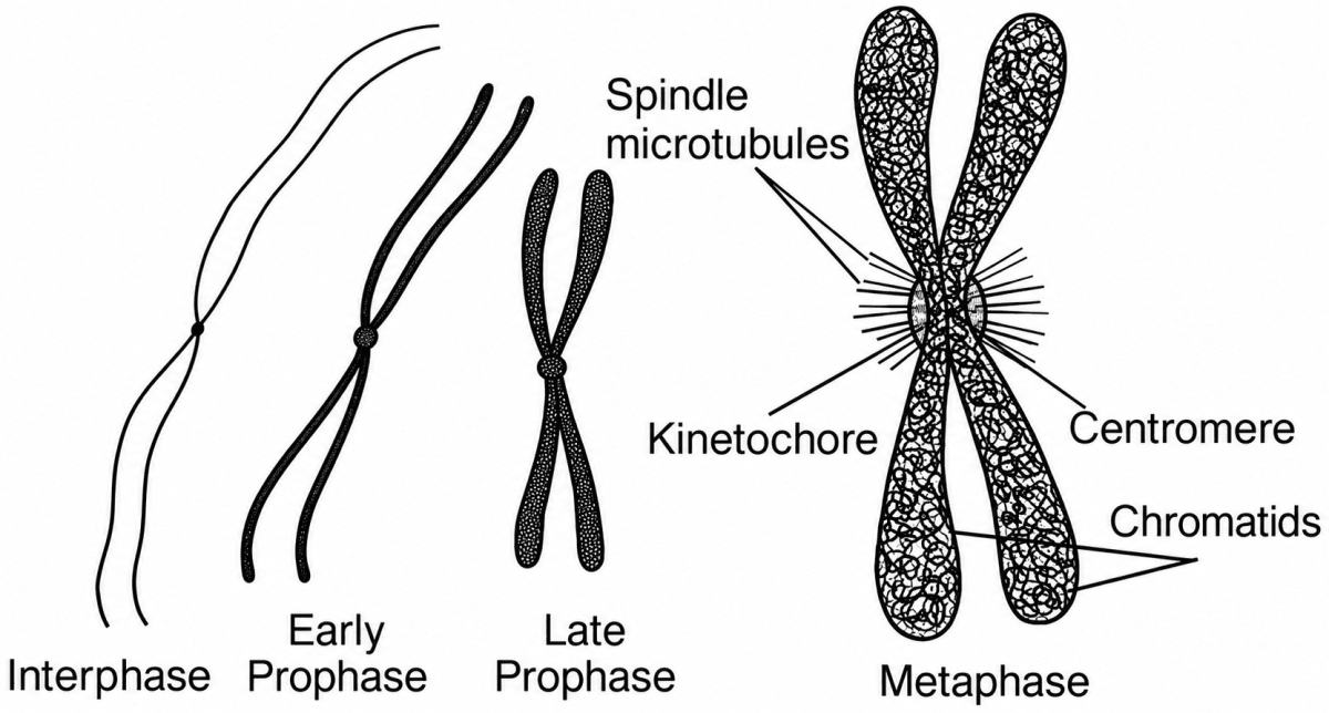 Mention the changes you observe in the structure of chromosomes in different stages of cell cycle. Structure of Chromosomes, ICSE Class 10 Biology by Goyal Brothers Solutions.
