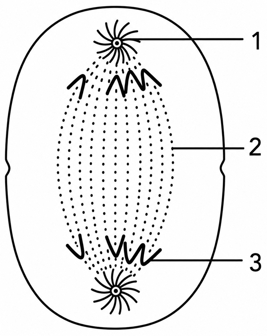 The diagram represents a stage during cell division. Study the same and then answer the questions that follow:. Cell Cycle & Cell Division, ICSE Class 10 Biology by Goyal Brothers Solutions.