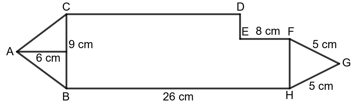 Find the area of the shaded region of each of the given figures : Mensuration, Foundation Mathematics R.S. Aggarwal ICSE Class 7.
