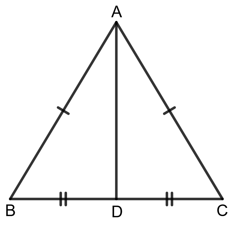 In the adjoining figure, △ABC is an isosceles triangle in which AB = AC and AD is the bisector of ∠A. Prove that : Congruence, Foundation Mathematics R.S. Aggarwal ICSE Class 7.
