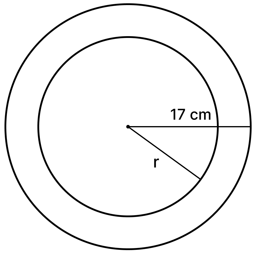The area of a ring is 528 cm 2 and the radius of the outer circle is 17 cm. Find:. Mensuration, Foundation Mathematics R.S. Aggarwal ICSE Class 7.