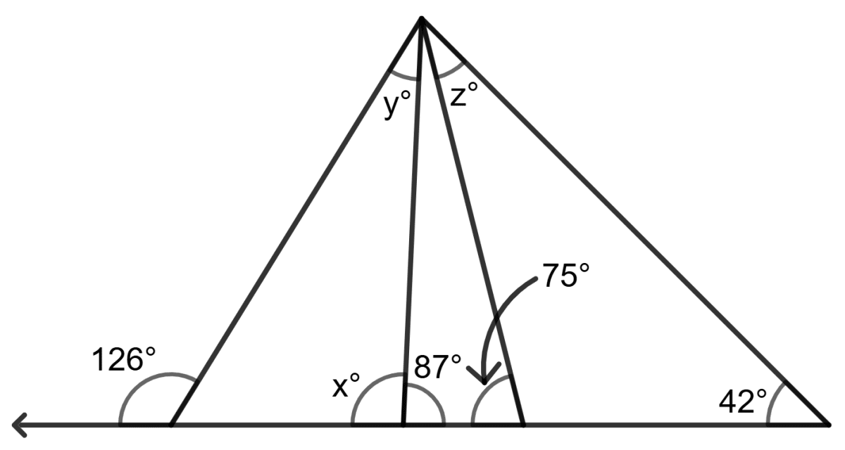 Calculate the size of each lettered angle in the following figures: Properties of Triangles, Foundation Mathematics R.S. Aggarwal ICSE Class 7.