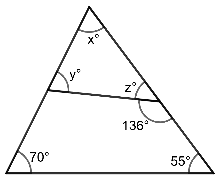 Calculate the size of each lettered angle in the following figures: Properties of Triangles, Foundation Mathematics R.S. Aggarwal ICSE Class 7.