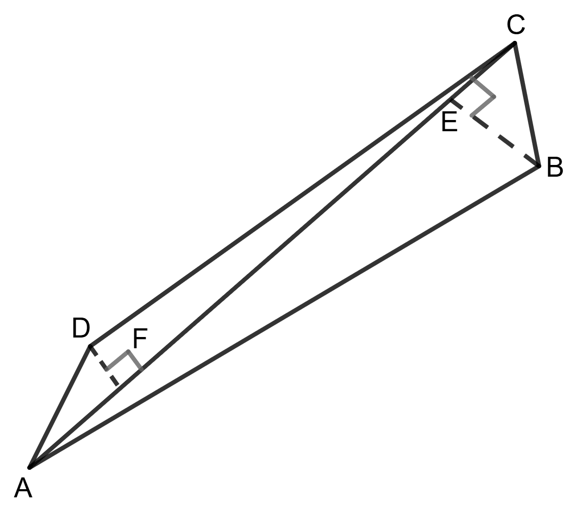Find the area of a quadrilateral ABCD whose diagonal AC is 25 cm long and the lengths of perpendiculars from opposite vertices B and D on AC are BE = 3.6 cm and DF = 2.4 cm. Mensuration, Foundation Mathematics R.S. Aggarwal ICSE Class 7.