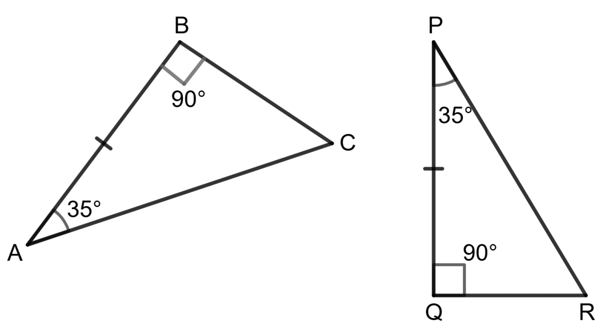 State the condition (SSS or SAS or ASA or RHS) under which △ABC ≅ △PQR in each of the following cases. Congruence, Foundation Mathematics R.S. Aggarwal ICSE Class 7.
