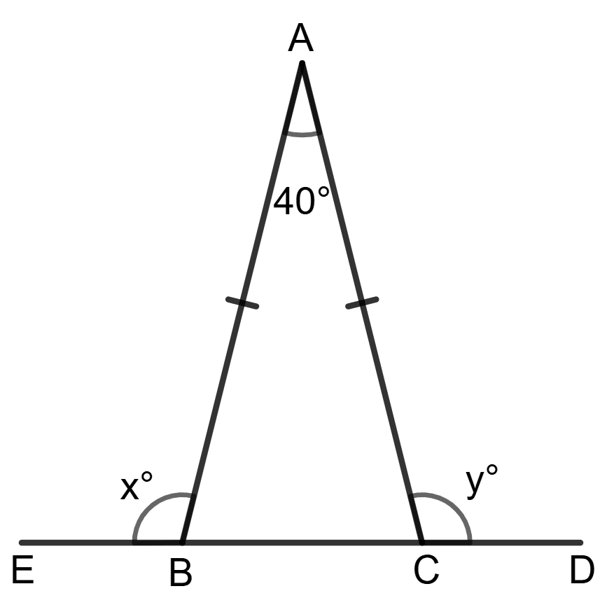 Find the unknown marked angles in each of the following figures: Properties of Triangles, Foundation Mathematics R.S. Aggarwal ICSE Class 7.