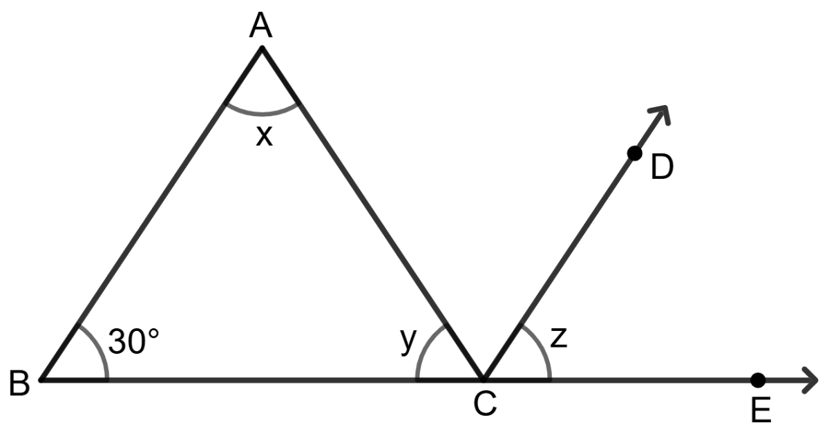 When a side of a triangle is produced, then the exterior angle so formed is equal to sum of its any two interior angles. Properties of Triangles, Foundation Mathematics R.S. Aggarwal ICSE Class 7.