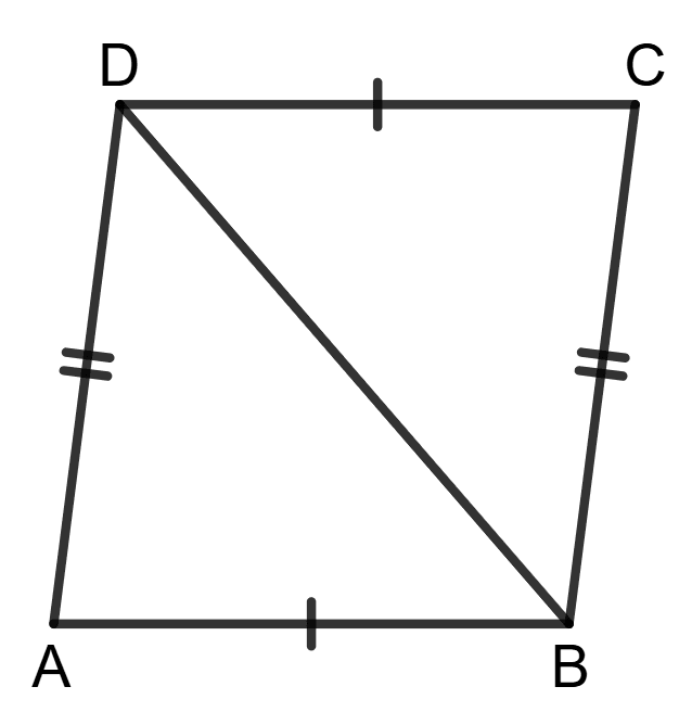 In the given figure, AB = CD and AD = CB. Prove that : Congruence, Foundation Mathematics R.S. Aggarwal ICSE Class 7.