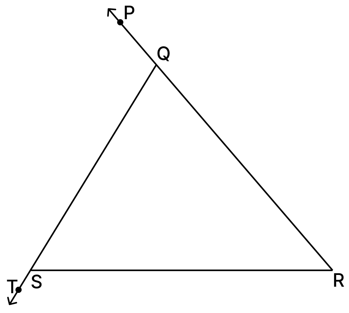 In the triangle shown, ∠RST = 2(∠QRS) and ∠PQS = 2(∠QSR). Which of the following is true about the triangle QRS? Properties of Triangles, Foundation Mathematics R.S. Aggarwal ICSE Class 7.