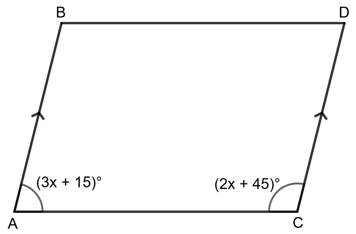 In the given figure, AB || CD. If ∠BAC = (3x + 15)° and ∠ACD = (2x + 45)°, find the value of x. Lines and Angles, Foundation Mathematics R.S. Aggarwal ICSE Class 7.
