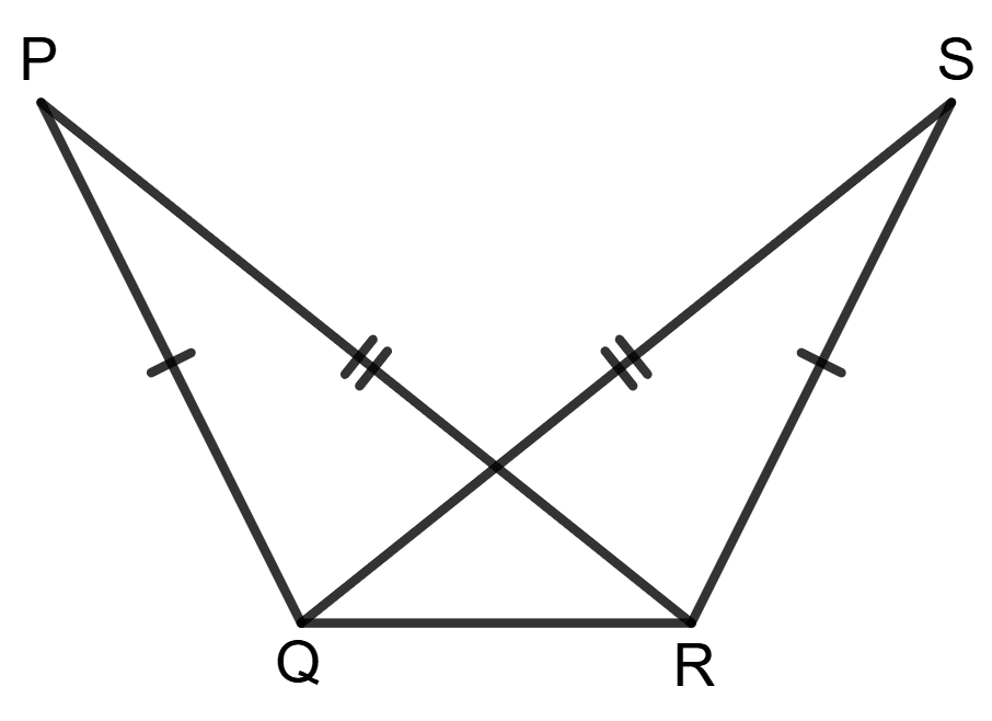 In the given figure, we have PQ = SR and PR = SQ. Prove that : Congruence, Foundation Mathematics R.S. Aggarwal ICSE Class 7.