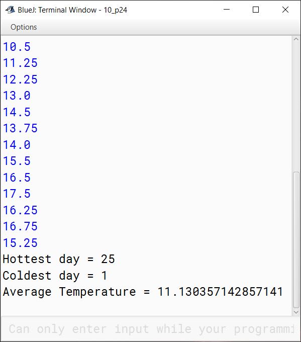 BlueJ output of KboatFebTemp.java