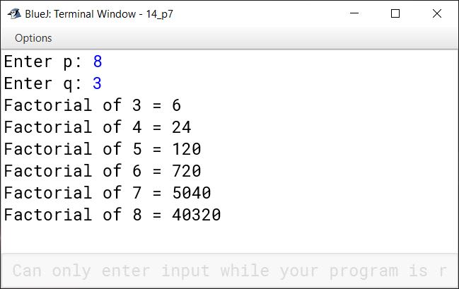 BlueJ output of KboatFactRange.java