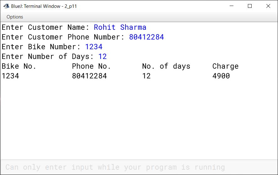 BlueJ output of Mobike.java