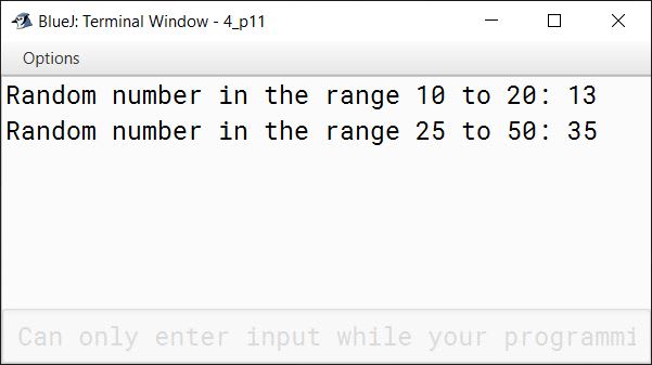 BlueJ output of KboatRandom.java