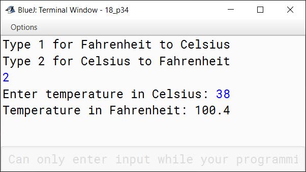 BlueJ output of KboatTemperature.java