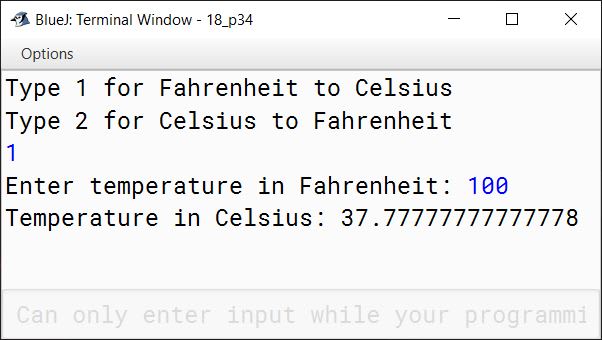 BlueJ output of KboatTemperature.java