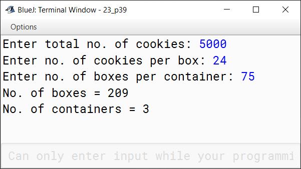 BlueJ output of KboatCookies.java